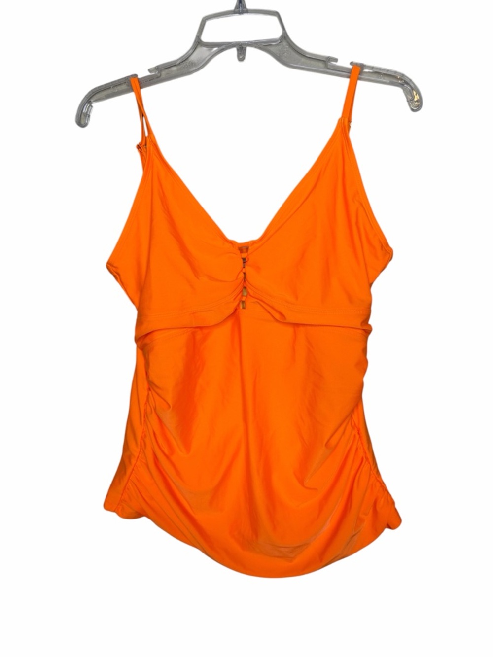 Relleciga Women's Neon Orange V-Neck Tankini Top